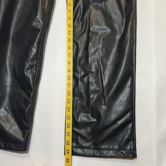 Abercrombie & Fitch Women 28/6 Curve Love Vegan Leather 90s Straight Pant Black - Picture 9 of 16
